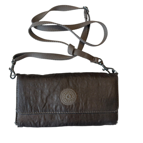 Kipling Wallet Full Size Crossbody Nylon Pewter Bifold - Picture 3 of 11